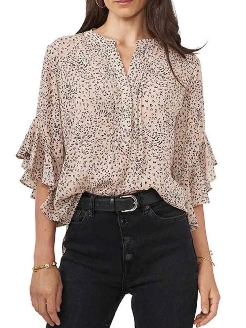 Vince Camuto 3/4 sleeve blouse cheetah print medium